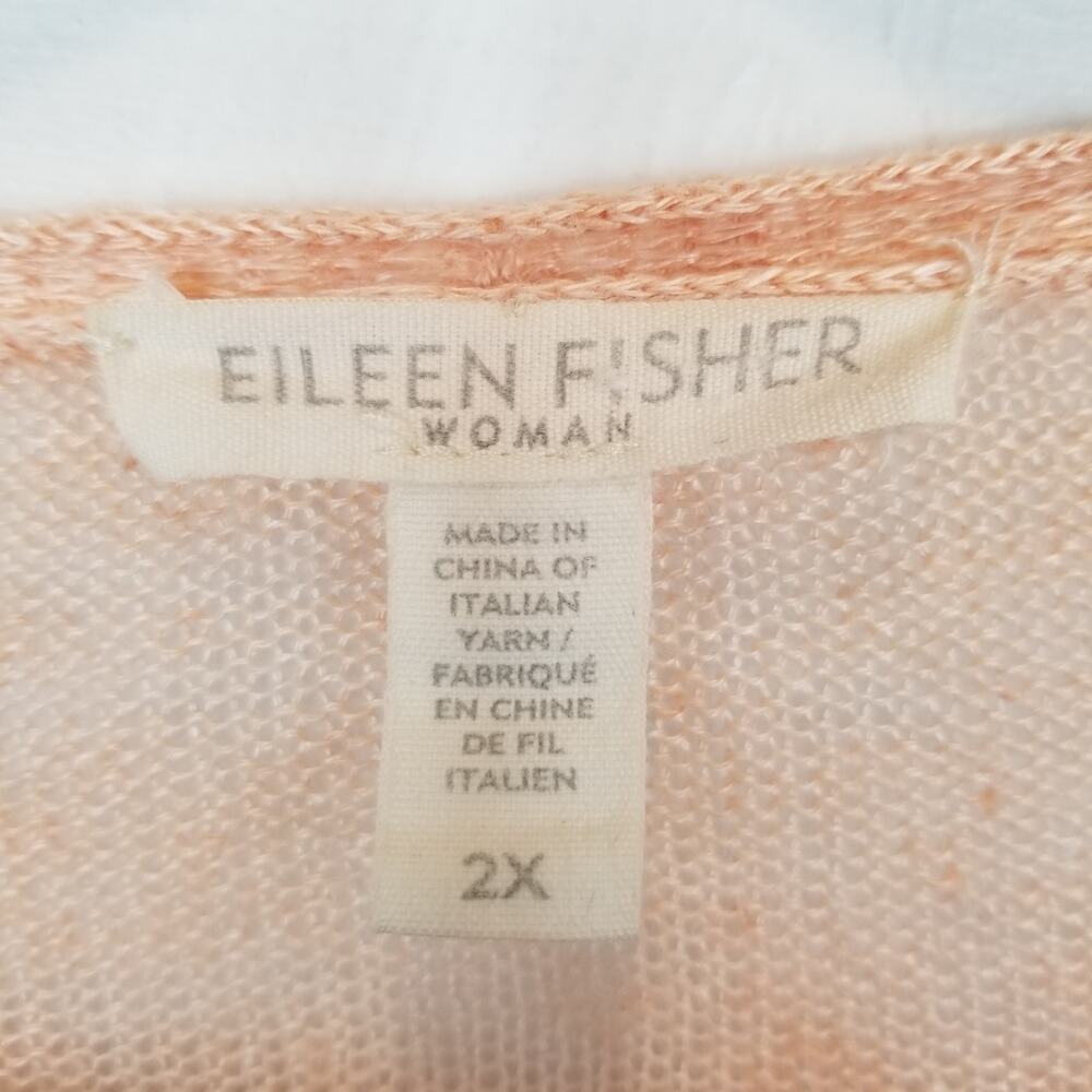 Eileen Fisher Woman 100% Linen Lightweight Open Front Cardigan Peach Size 2X - Picture 3 of 5
